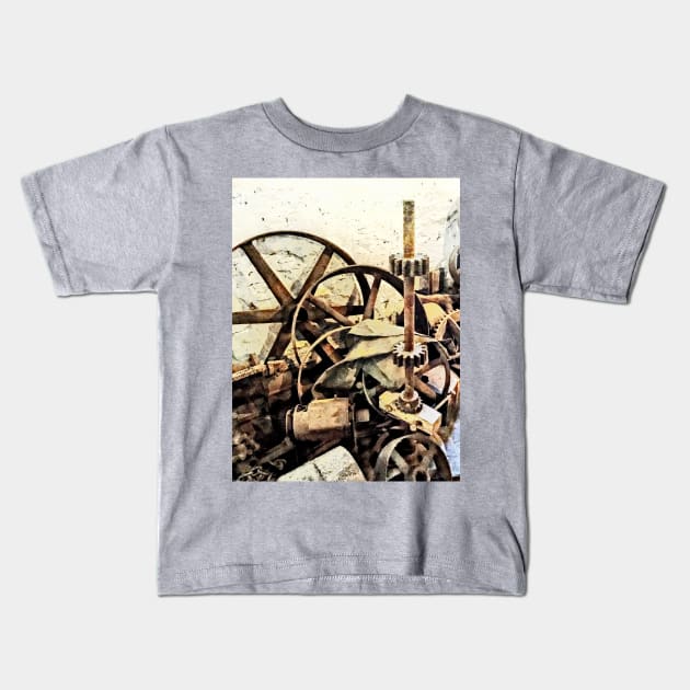 Wheels and Gears in Grist Mill Kids T-Shirt by SusanSavad